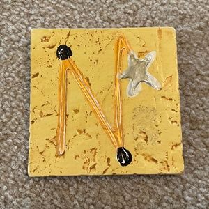 letter plaque N, 4 x 4, ceramic